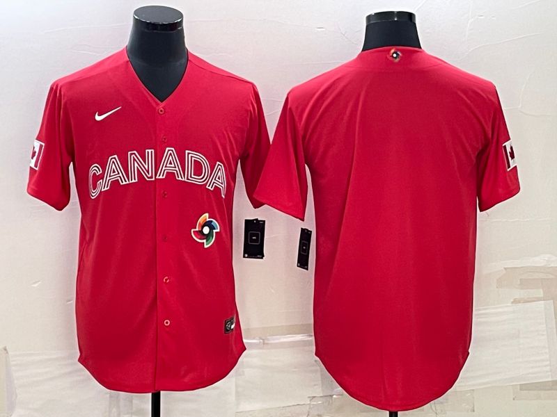 Men 2023 World Cub Canada Blank Red Nike MLB Jersey1->more jerseys->MLB Jersey